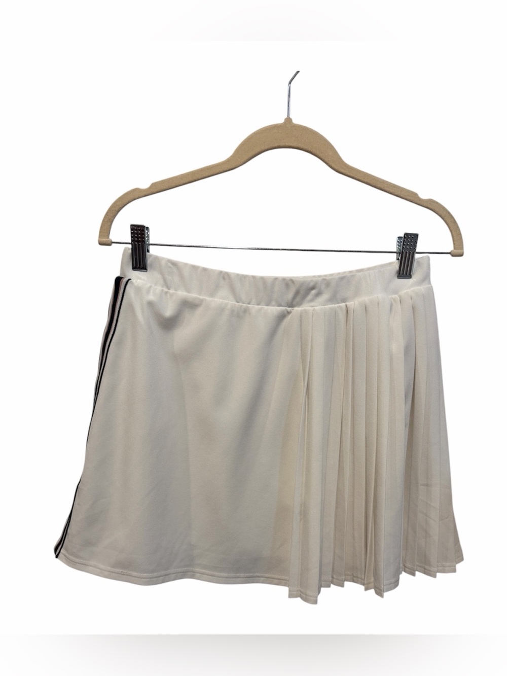 Varley white pleated elastic waist tennis pickleball skort green striped M